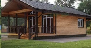 Проект одноэтажного дома из бруса с террасой - Строительство в Димитровграде от Строй-Дмт от 134329 руб.